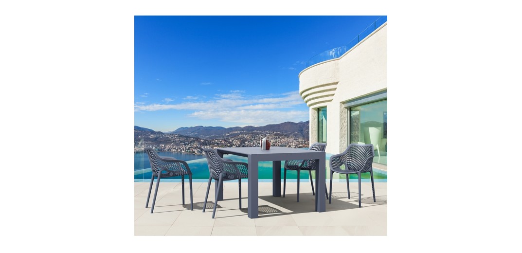 Σετ Τραπεζαρίας 5τμχ Vegas Air XL Dark Grey 100X100/140Χ75εκ.