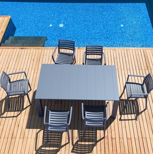 Σετ Τραπεζαρίας 7τμχ Vegas Artemis Dark Grey 100X180/220Χ75εκ.