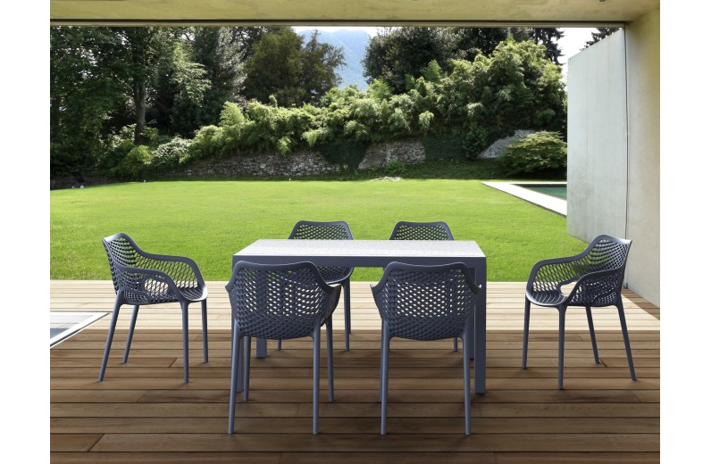 Σετ Τραπεζαρίας 7τμχ Ares Air XL Dark Grey 140Χ80Χ75εκ.